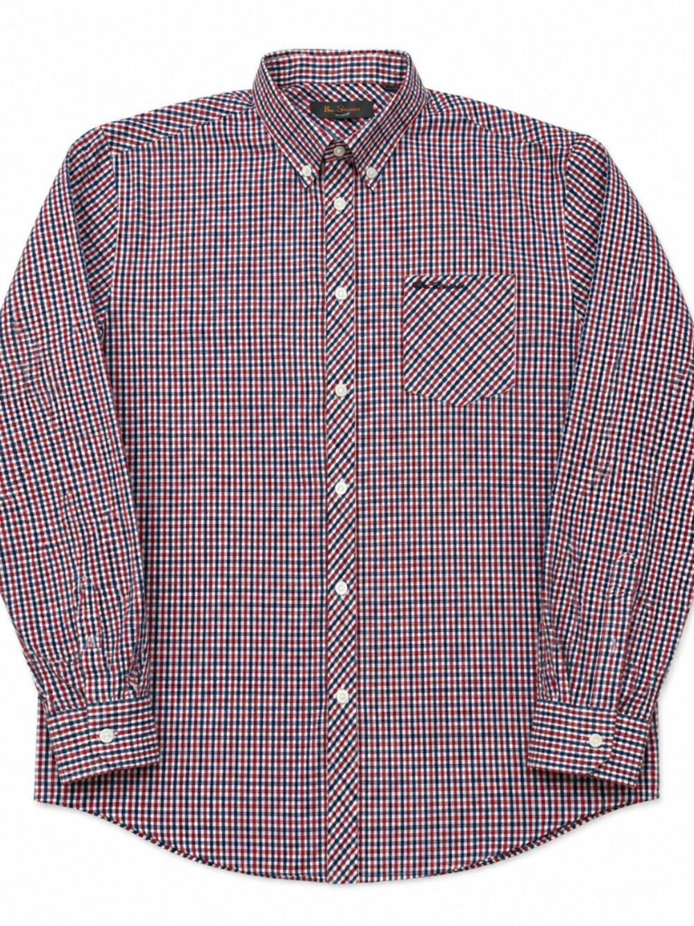 Ben Sherman Union Fit Shirt Mens XXL Red Blue Gingham Long Sleeve - Picture 1 of 8